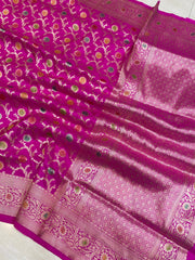 Pure Katan Silk Banarasi Handloom Saree - All Over Jaal Work - The Handlooms