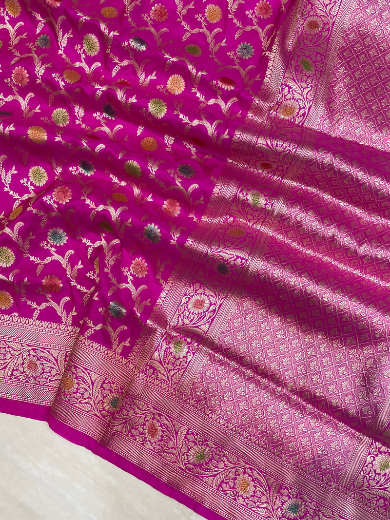 Pure Katan Silk Banarasi Handloom Saree - All Over Jaal Work - The Handlooms