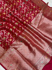 Pure Katan Silk Banarasi Handloom Saree - All Over Jaal Work - The Handlooms