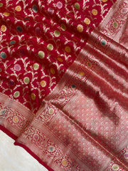 Pure Katan Silk Banarasi Handloom Saree - All Over Jaal Work - The Handlooms