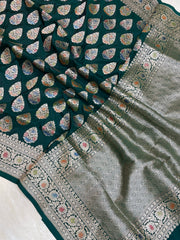 Pure Katan Silk Banarasi Handloom Saree - All Over Jaal Work - The Handlooms