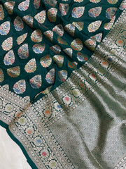 Pure Katan Silk Banarasi Handloom Saree - All Over Jaal Work - The Handlooms