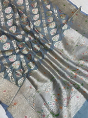 Pure Katan Silk Banarasi Handloom Saree - All Over Jaal Work - The Handlooms