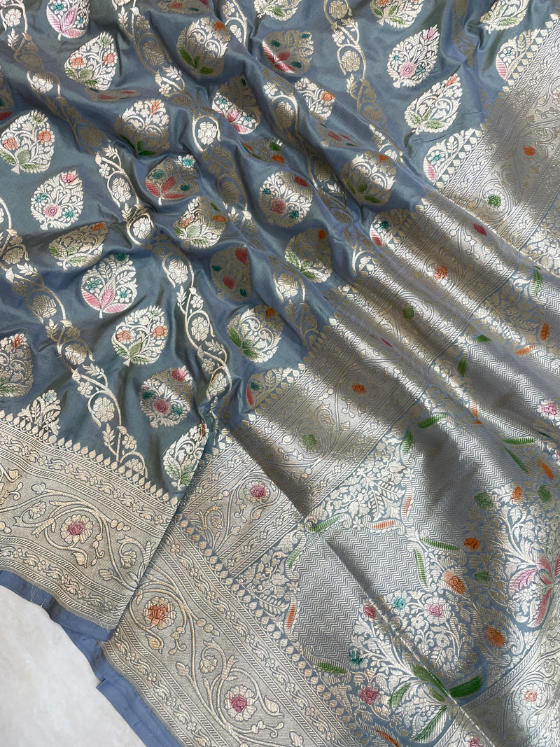 Pure Katan Silk Banarasi Handloom Saree - All Over Jaal Work - The Handlooms