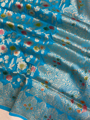 Pure Katan Silk Banarasi Handloom Saree - All Over Jaal Work - The Handlooms