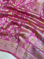 Pure Katan Silk Banarasi Handloom Saree - All Over Jaal Work - The Handlooms