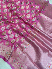 Pure Katan Silk Banarasi Handloom Saree - All Over Jaal Work - The Handlooms