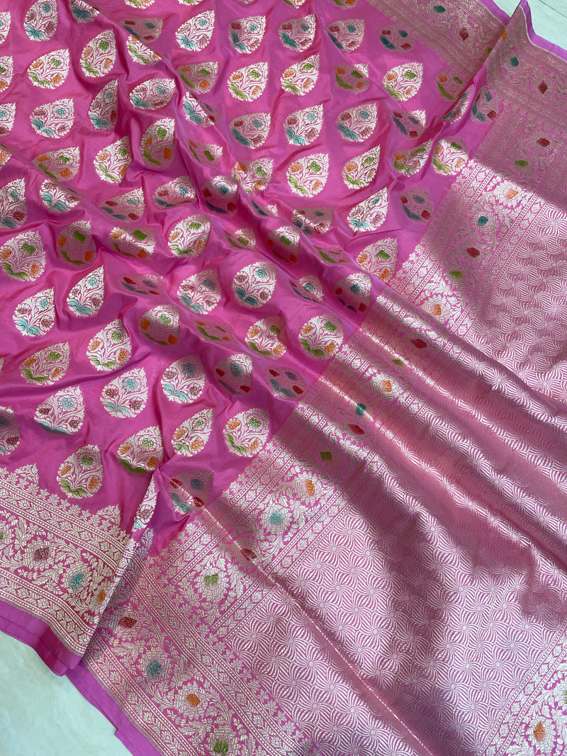 Pure Katan Silk Banarasi Handloom Saree - All Over Jaal Work - The Handlooms