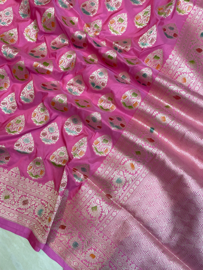 Pure Katan Silk Banarasi Handloom Saree - All Over Jaal Work - The Handlooms