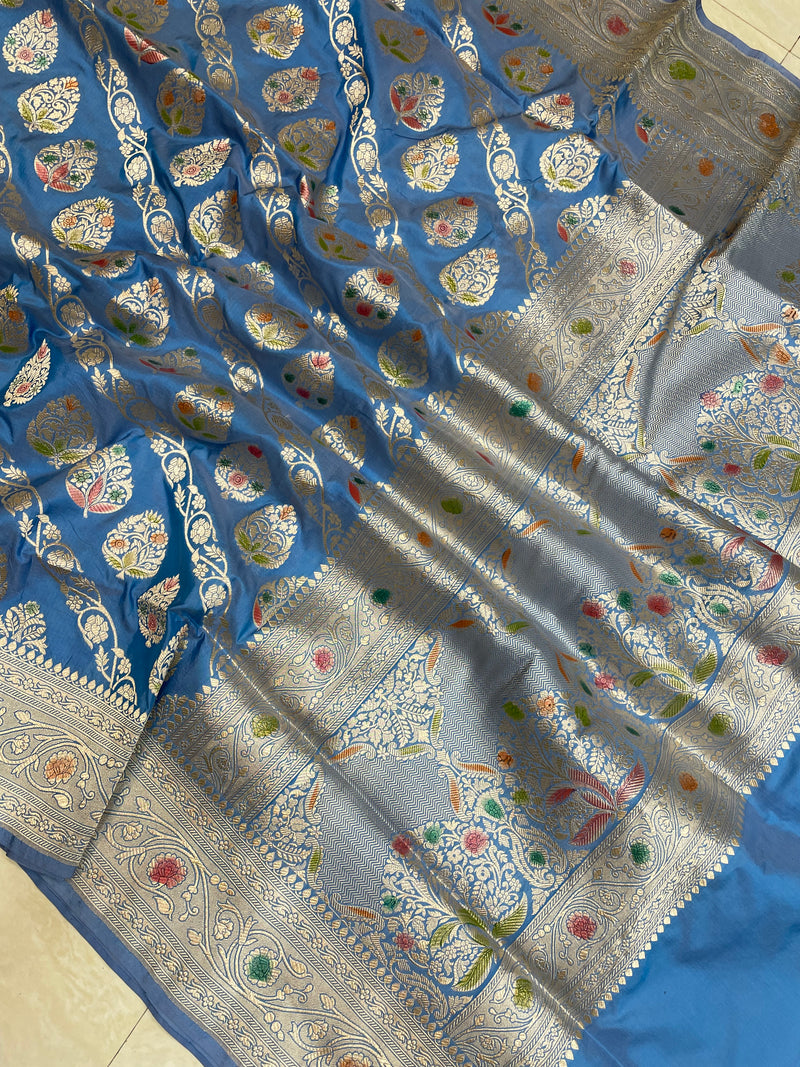 Pure Katan Silk Banarasi Handloom Saree - All Over Jaal Work - The Handlooms