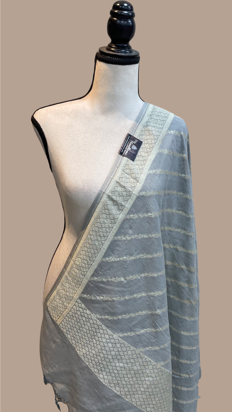 Pure Moonga  handloom Dupatta - water zari - The Handlooms
