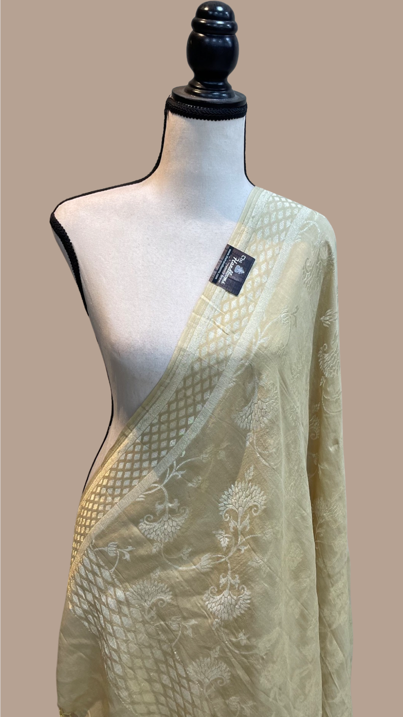 Pure Moonga  handloom Dupatta - water zari - The Handlooms