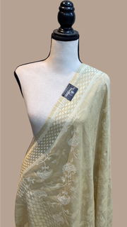 Pure Moonga  handloom Dupatta - water zari - The Handlooms