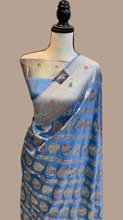 Pure Katan Silk Banarasi Handloom Saree - All Over Jaal Work - The Handlooms