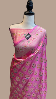 Pure Katan Silk Banarasi Handloom Saree - All Over Jaal Work - The Handlooms