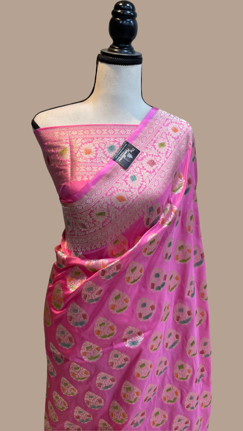 Pure Katan Silk Banarasi Handloom Saree - All Over Jaal Work - The Handlooms