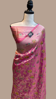 Pure Katan Silk Banarasi Handloom Saree - All Over Jaal Work - The Handlooms