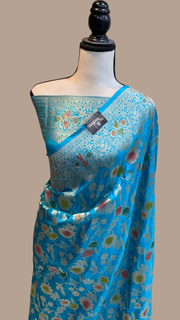 Pure Katan Silk Banarasi Handloom Saree - All Over Jaal Work - The Handlooms