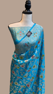 Pure Katan Silk Banarasi Handloom Saree - All Over Jaal Work - The Handlooms