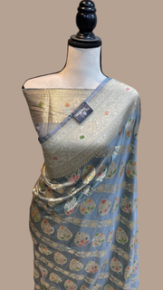 Pure Katan Silk Banarasi Handloom Saree - All Over Jaal Work - The Handlooms