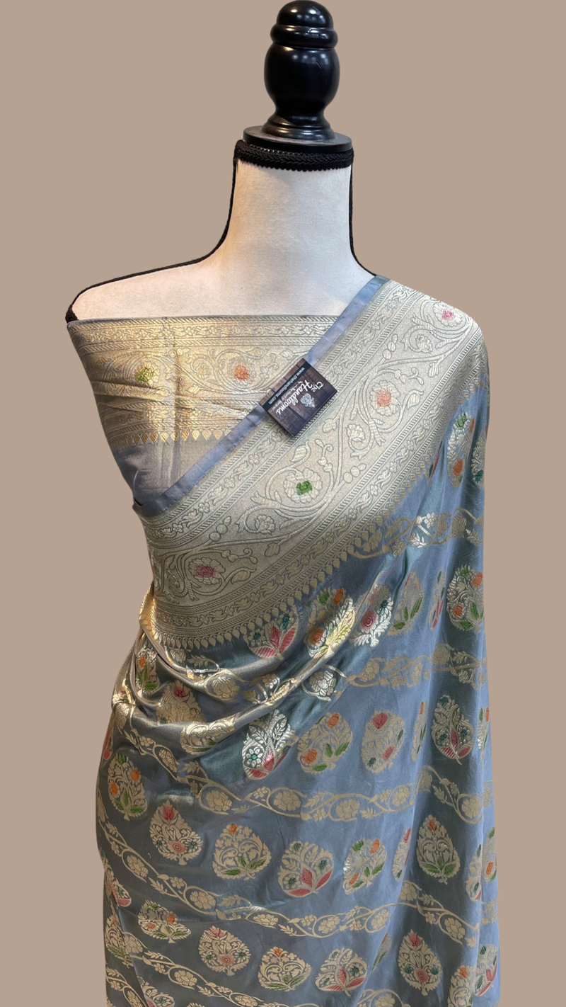 Pure Katan Silk Banarasi Handloom Saree - All Over Jaal Work - The Handlooms