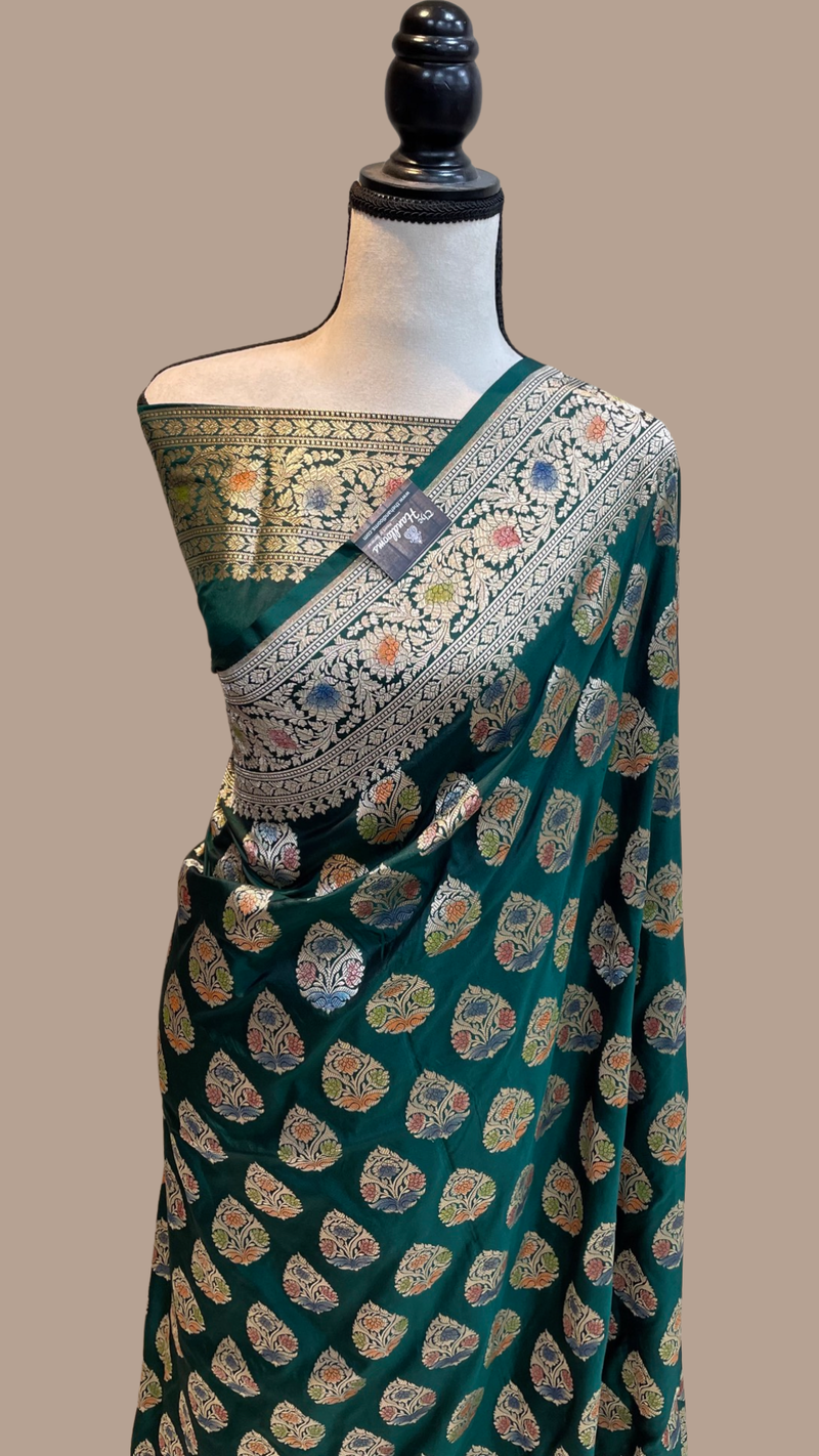 Pure Katan Silk Banarasi Handloom Saree - All Over Jaal Work - The Handlooms