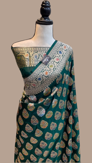 Pure Katan Silk Banarasi Handloom Saree - All Over Jaal Work - The Handlooms