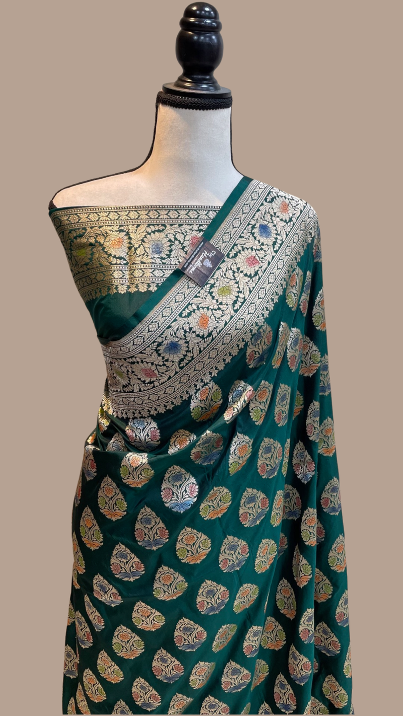Pure Katan Silk Banarasi Handloom Saree - All Over Jaal Work - The Handlooms