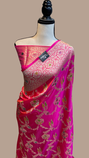 Pure Katan Silk Banarasi Handloom Saree - All Over Jaal Work - The Handlooms