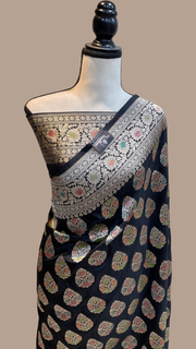 Pure Katan Silk Banarasi Handloom Saree - All Over Jaal Work - The Handlooms