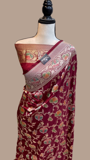 Pure Katan Silk Banarasi Handloom Saree - All Over Jaal Work - The Handlooms