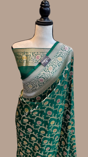 Pure Katan Silk Banarasi Handloom Saree - All Over Jaal Work - The Handlooms