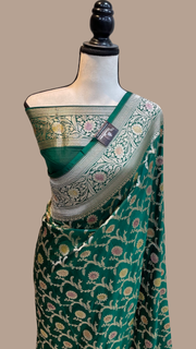 Pure Katan Silk Banarasi Handloom Saree - All Over Jaal Work - The Handlooms