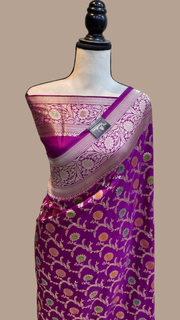 Pure Katan Silk Banarasi Handloom Saree - All Over Jaal Work - The Handlooms