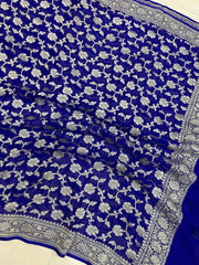 Pure Khaddi Georgette Dupatta - water zari - The Handlooms
