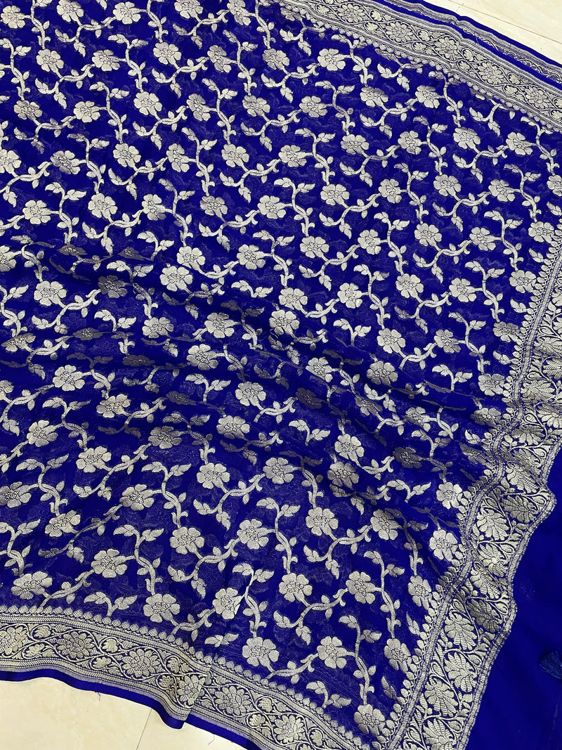 Pure Khaddi Georgette Dupatta - water zari - The Handlooms