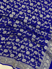 Pure Khaddi Georgette Dupatta - water zari - The Handlooms