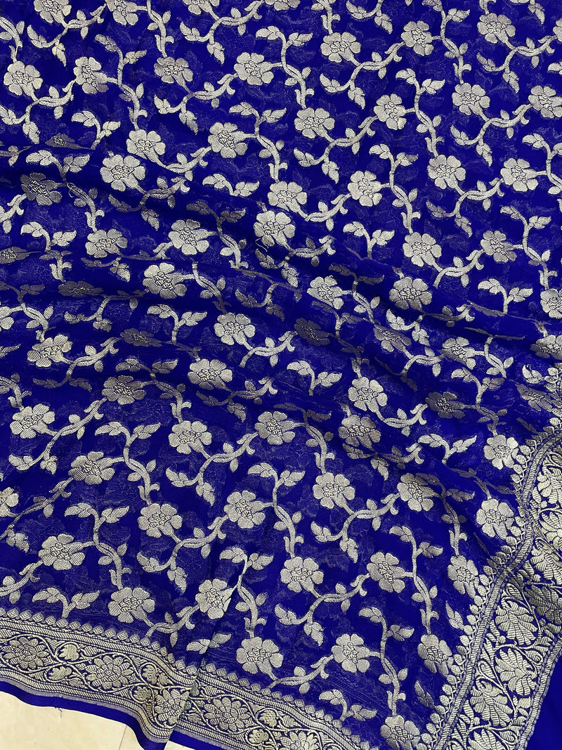 Pure Khaddi Georgette Dupatta - water zari - The Handlooms
