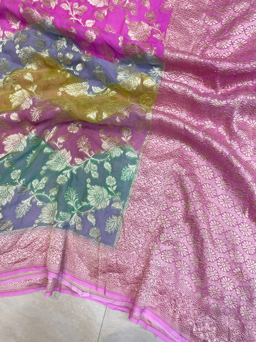 Pure Khaddi Georgette Handloom Banarasi Saree - The Handlooms