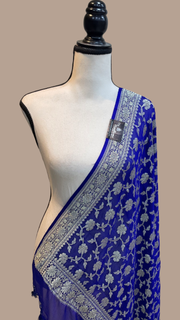 Pure Khaddi Georgette Dupatta - water zari - The Handlooms