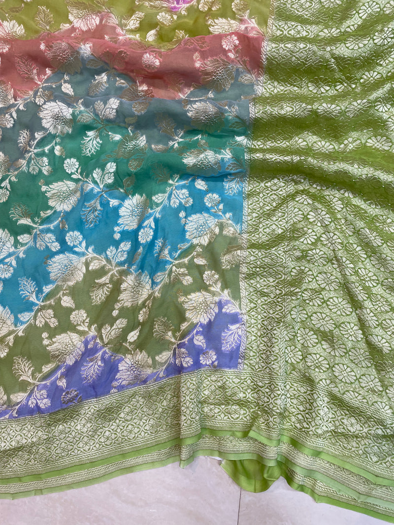 Pure Khaddi Georgette Handloom Banarasi Saree - The Handlooms