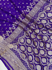 Khaddi Georgette Handloom Banarasi Saree - Gold zari - The Handlooms