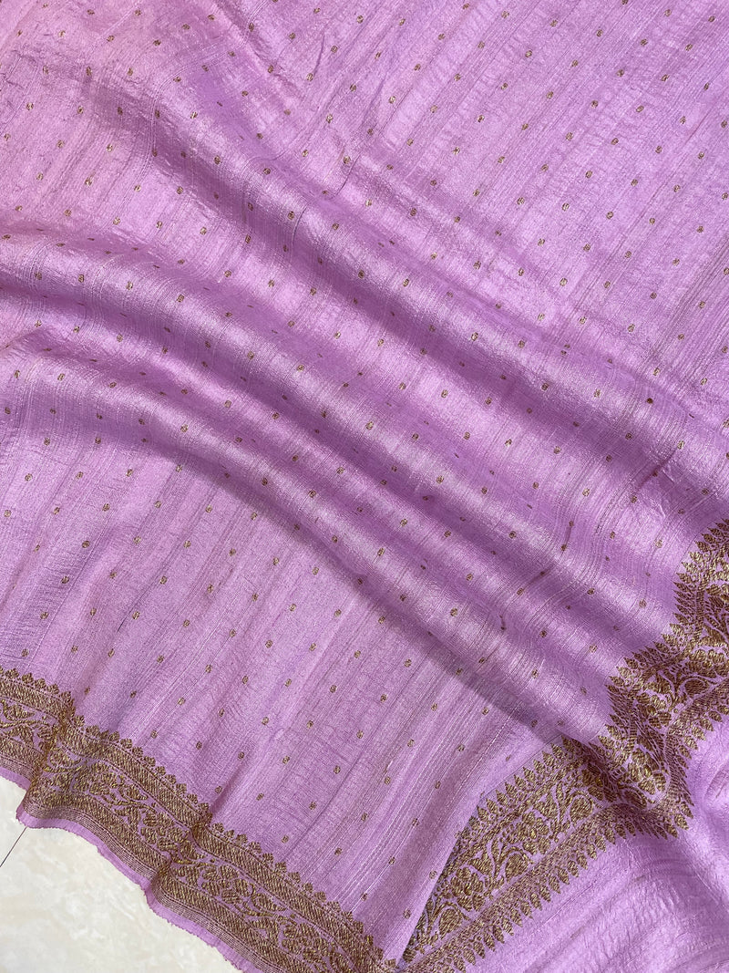 Pure Tussar Georgette Handwoven Dupatta -Gold zari - The Handlooms