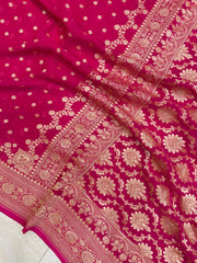 Khaddi Georgette Handloom Banarasi Saree - Gold zari - The Handlooms