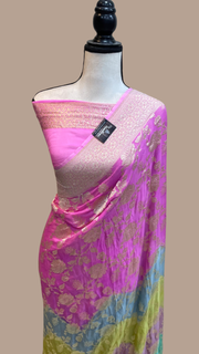 Pure Khaddi Georgette Handloom Banarasi Saree - The Handlooms