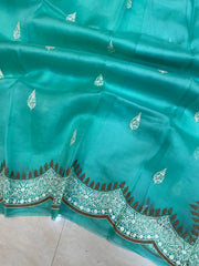 Pure Organza Chikankari Handloom Banarasi Saree - The Handlooms