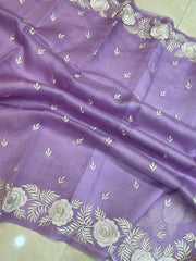 Pure Organza Chikankari Handloom Banarasi Saree - The Handlooms