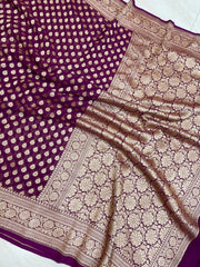 Khaddi Georgette Banarasi Saree - Gold zari - The Handlooms
