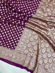 Khaddi Georgette Banarasi Saree - Gold zari - The Handlooms