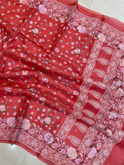 Pure Organza Chikankari Handloom Banarasi Saree - The Handlooms